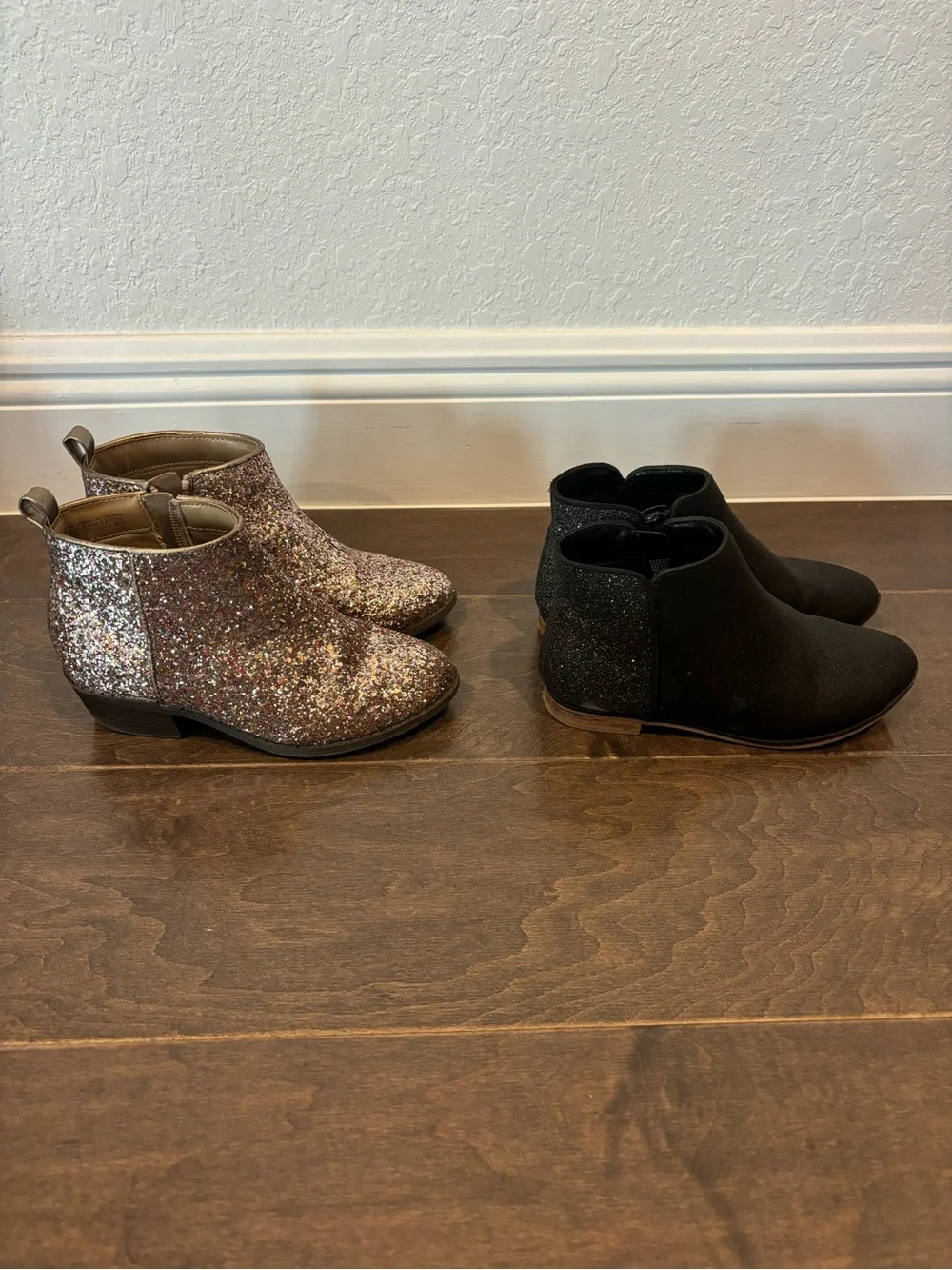 Old Navy Kids Glitter Ankle Boots - Rose and Cat and Jack Ankle Boots- Black
